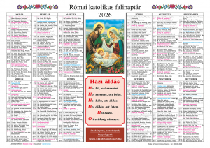 Egylapos falinaptár 2026